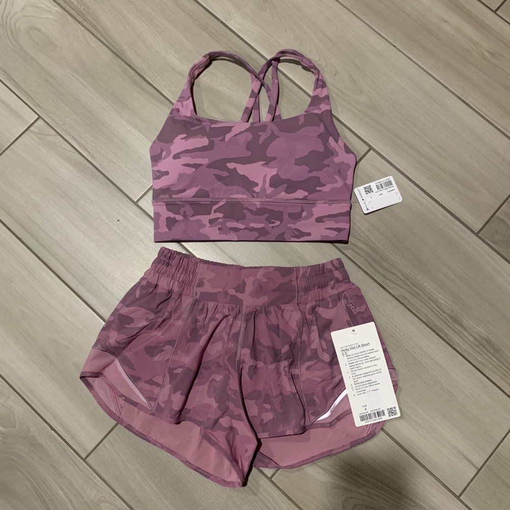 Lululemon Hotty Hot Short & Bra Bundle * Pink Camo - Picture 1 of 2